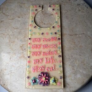 Claire's Door Hanger OS Cream My Room My Mess Stay Out Glitter Stars Y2K Decor
